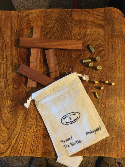 Travel Tic Tac Toe Mahogany with Shells for Pawns