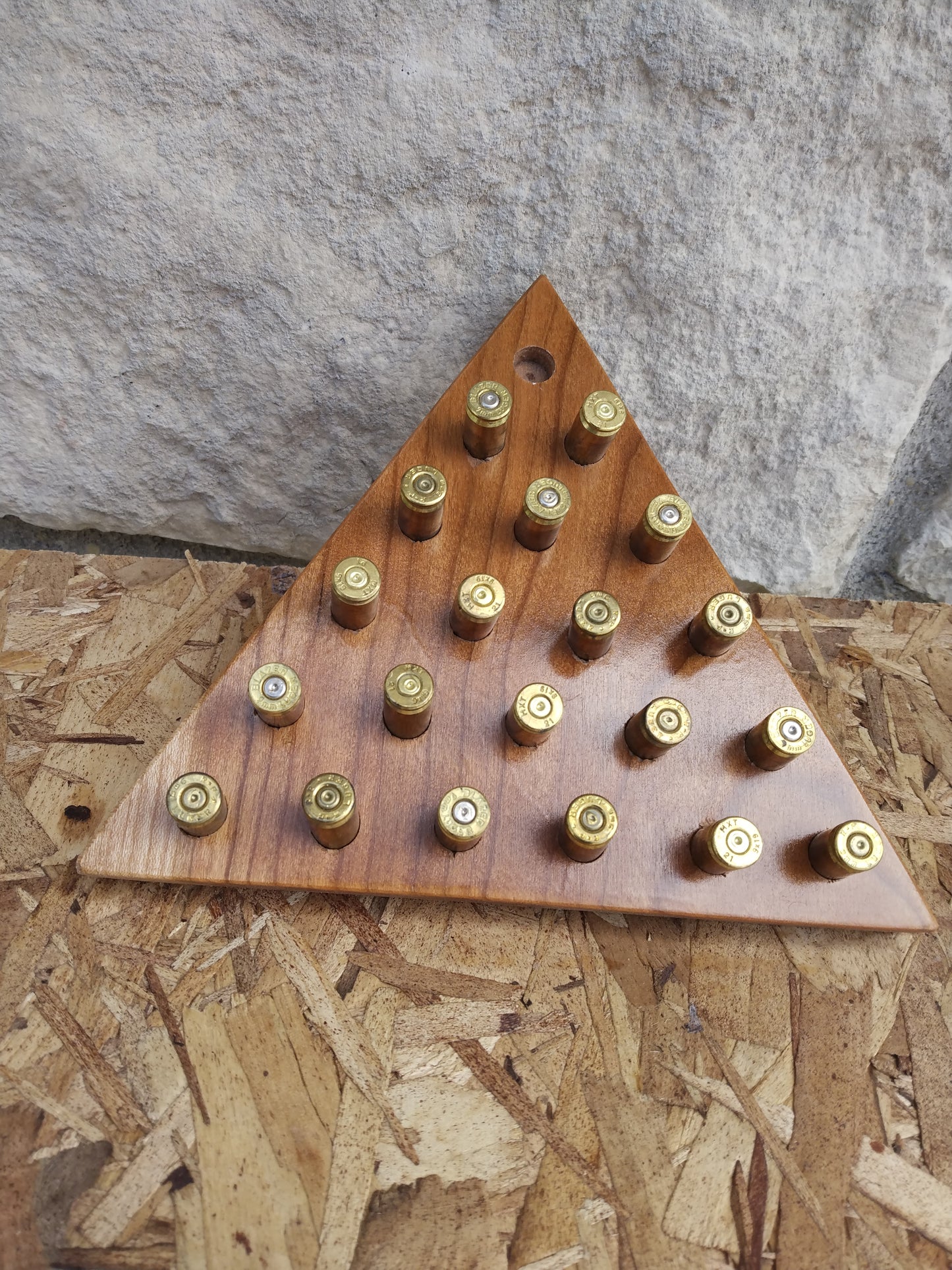 Triangle Peg Game Walnut w/Shells