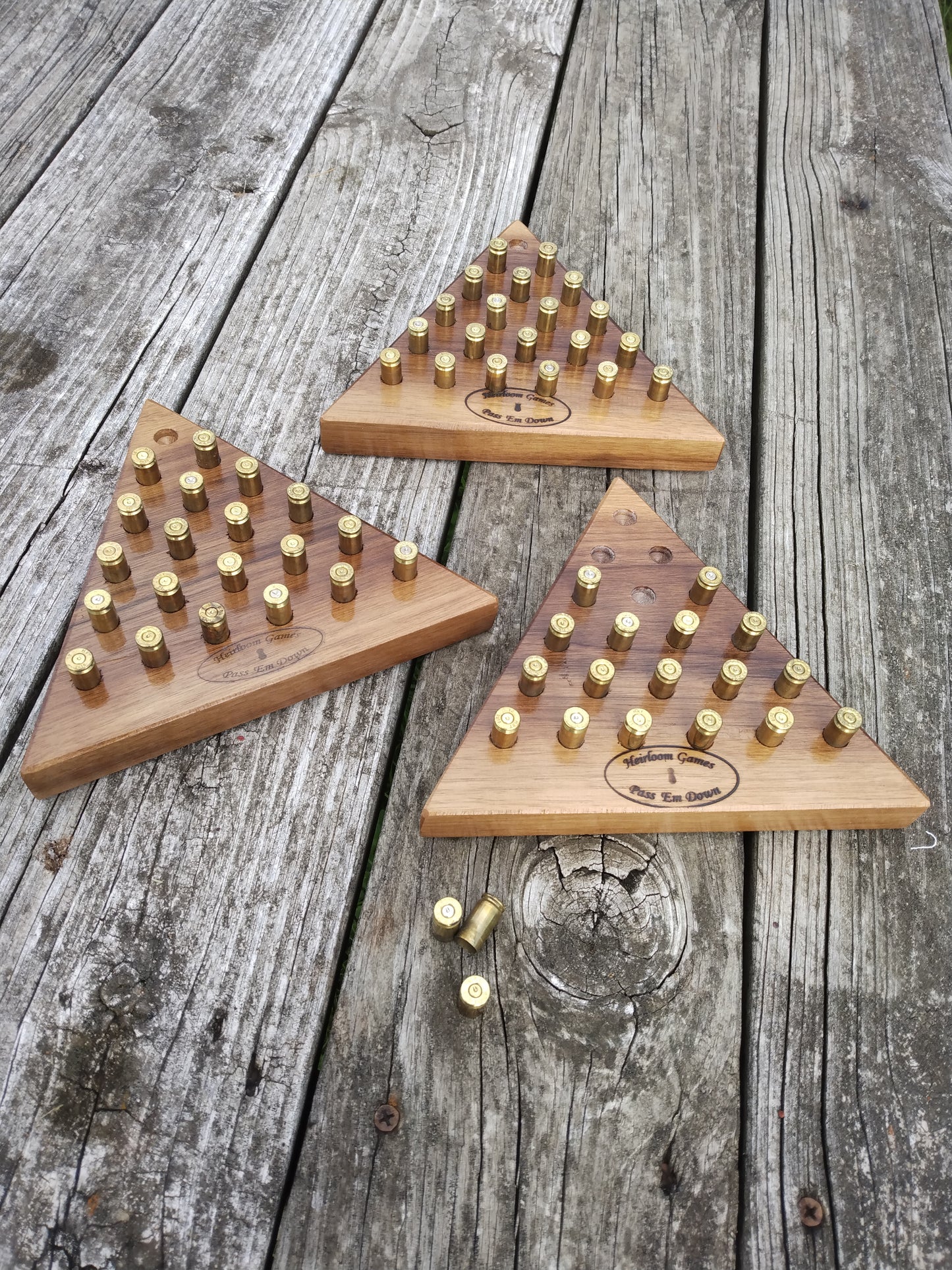 Triangle Peg Game Walnut w/Shells